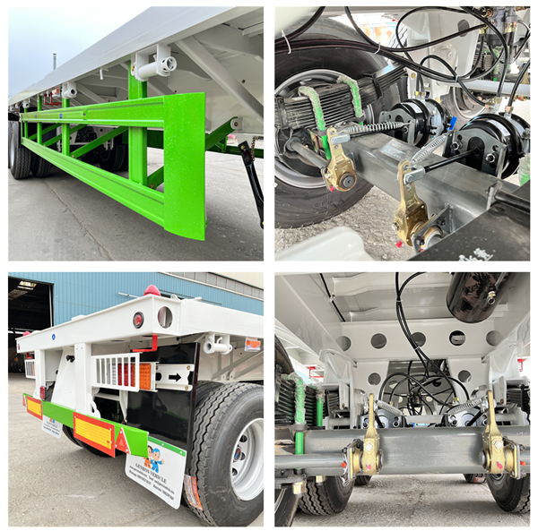 3 Axles Cement Bag Container Semi Trailer Trucks Flat Bed Container Export To Zambia