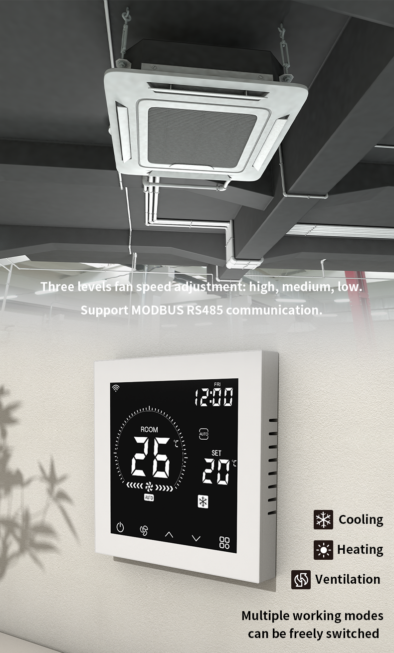 Indoor Digital Air Conditioning Smart Wifi Thermostat Wall Mounting With RS485 Modbus