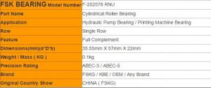 Buy cheap Full Complement F-202578 RNU Cylindrical Roller Bearing for Hydraulic Pump product