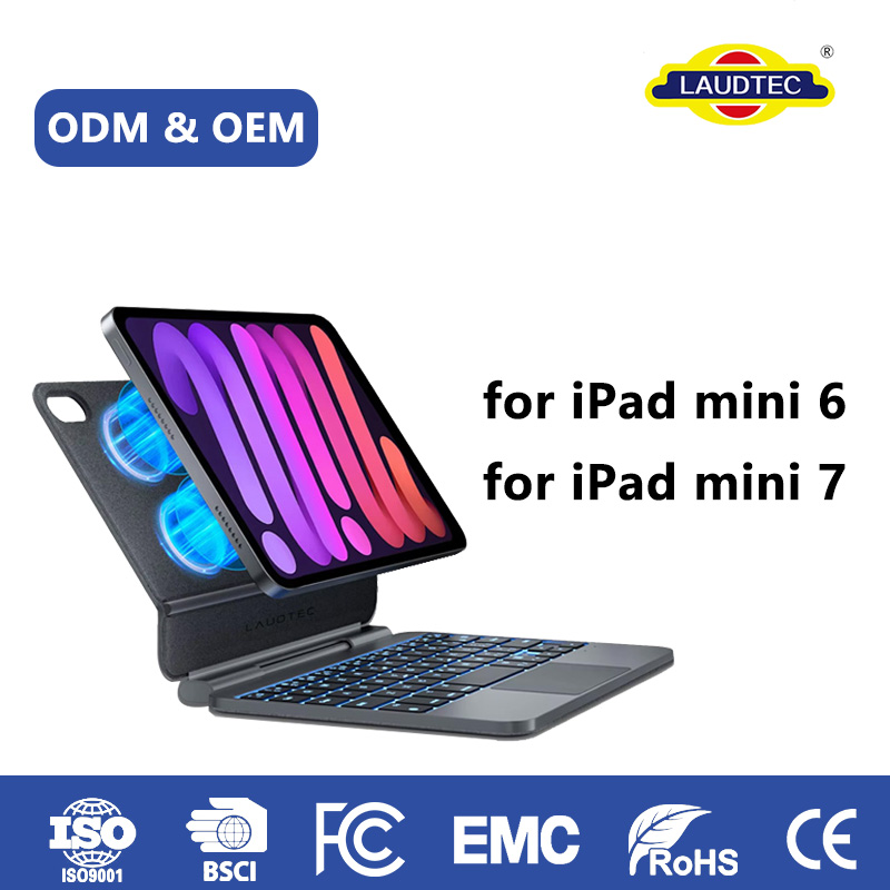 Laudtec Keyboard Case for iPad Mini 6, Magnetic Hinge Stand with Touchpad, Supports US/UK/IT/BR Layouts, OEM/ODM Customization