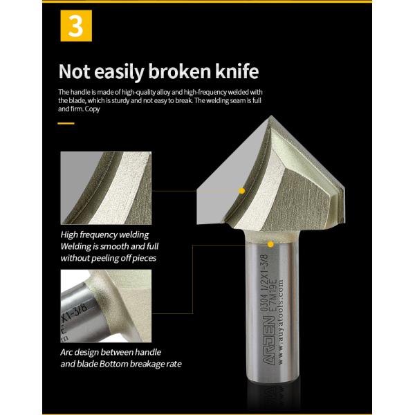 ARDEN 'V' Type High Hardness Alloy Router Bit Tool 1/2 1/4 Shank End Mill Wood Milling CNC Tool Plate Cutting V Groove V Bit