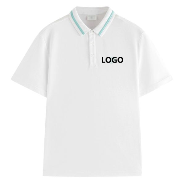 Men's Customized Embroidered 100% Cotton Polo Shirt Solid Color Short Sleeved Workwear Printed for Golf
