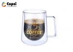 Clear Double Wall Glass Cup , Double Insulated Glass Coffee Mugs