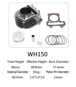 Buy cheap WH150 Aluminum Motorcycle Cylinder Kit With Piston , Piston Ring , Pin , Clip And Gasket product