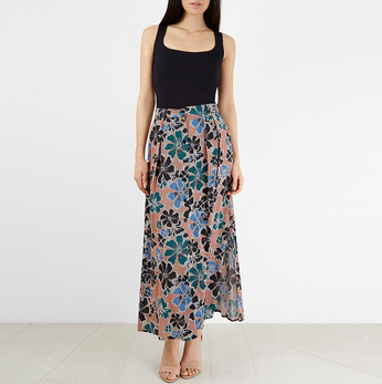 2018 New design high waisted print long skirts