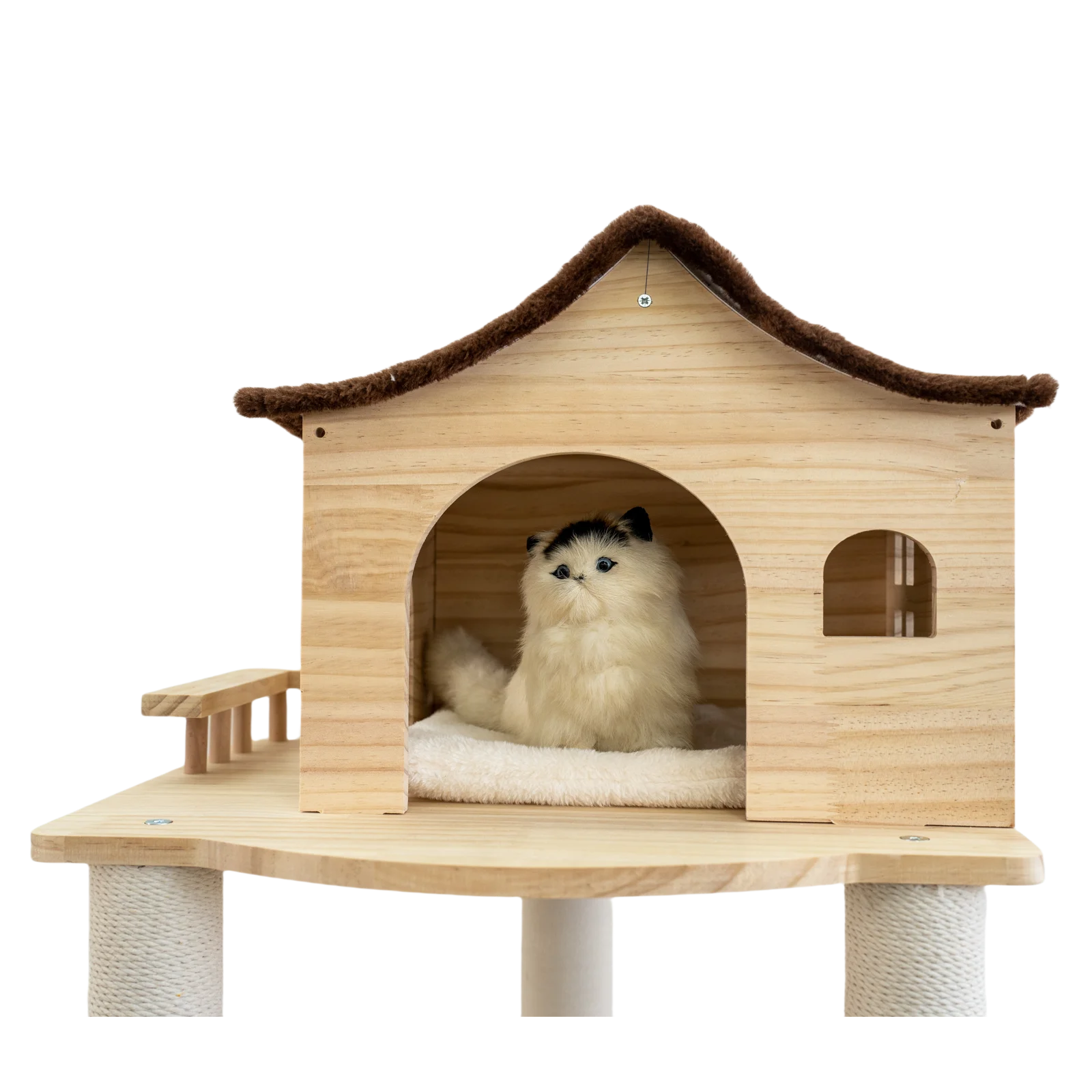 Luxury Solid Wood Multi-Level Cat Tower with Sisal Scratching Post Premium Pet Condos Large Christmas Toy Cat Climbing Frame