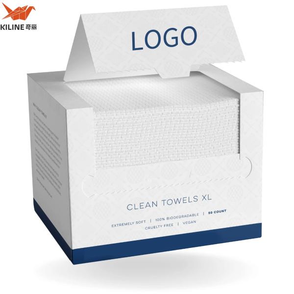 Custom Square Biodegradable Organic Sanitary Makeup Paper-Box Disposable Face Towels
