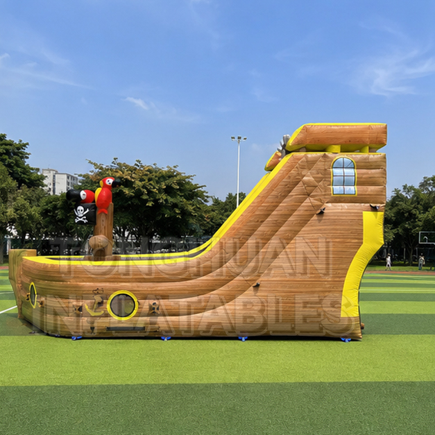 Custom Pirate Ship Inflatable Obstacle Course with Commercial Slide