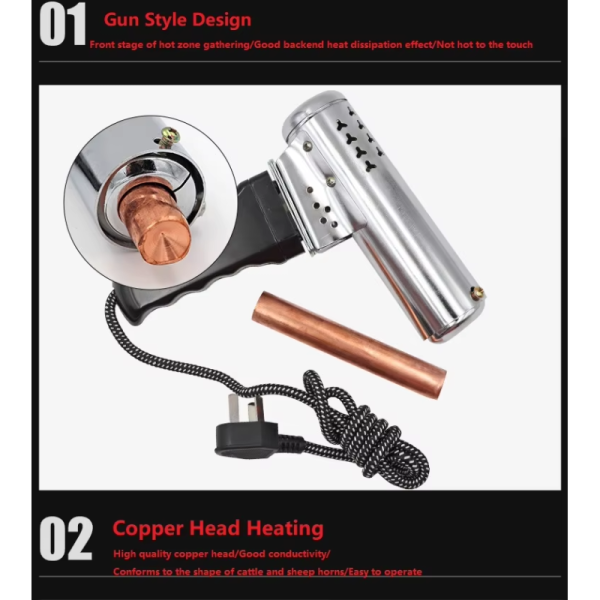 Electric Dehorner with Rapid Heating High-Purity Copper Heating Head and Ergonomic Anti-slip Handle for Livestock Horn Removal