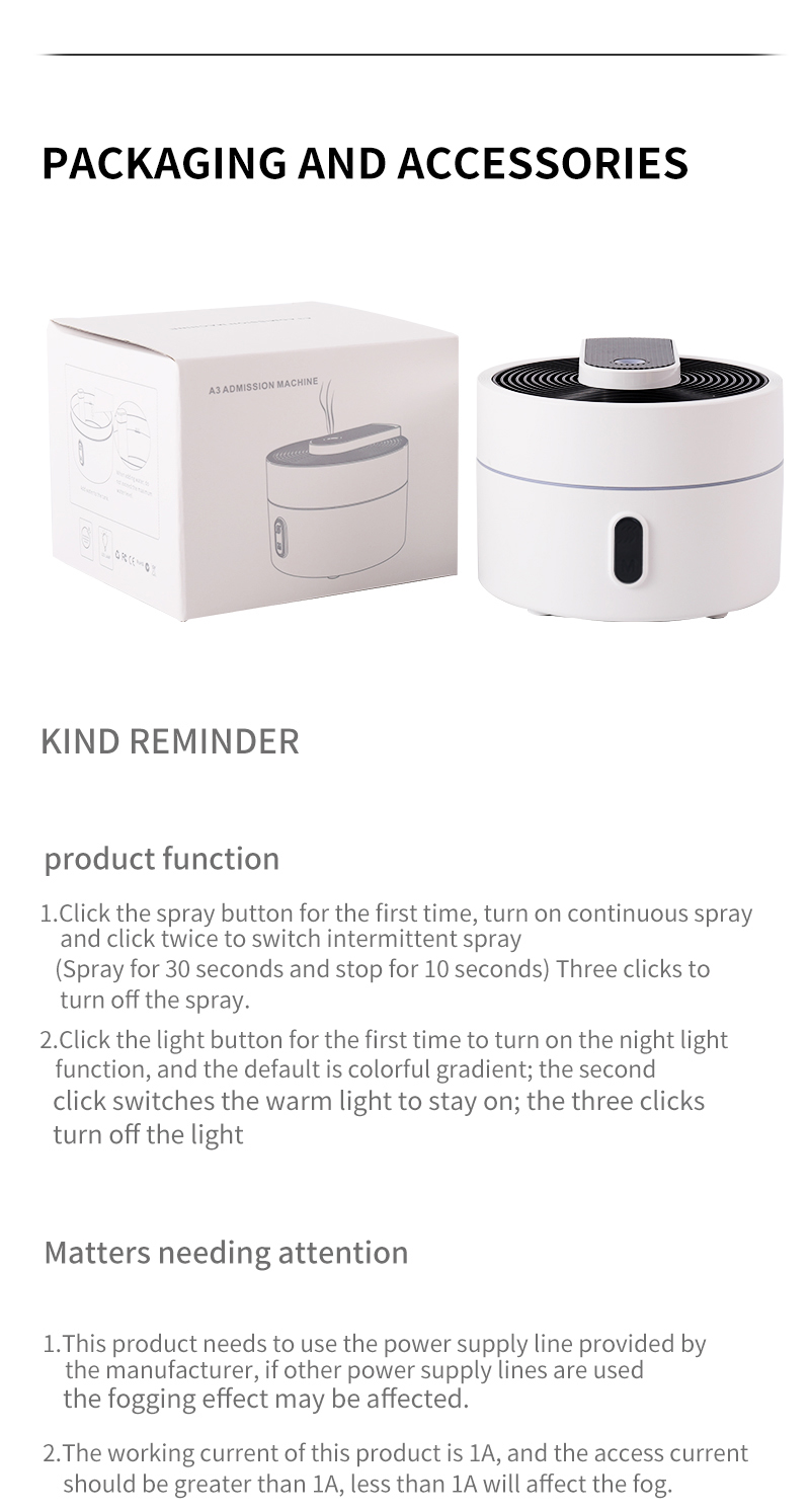 Ultrasonic 5V Humidifier Essential Oil Diffuser 220 Water Capacity Aroma Diffuser with Night Light Function