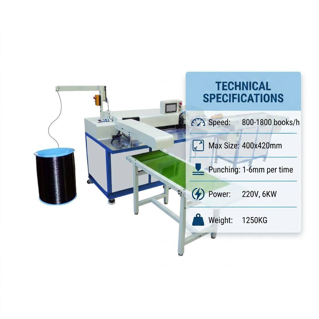 Spiral Wire Forming Inserting Binding Machine for Exercise Book Notebook Production