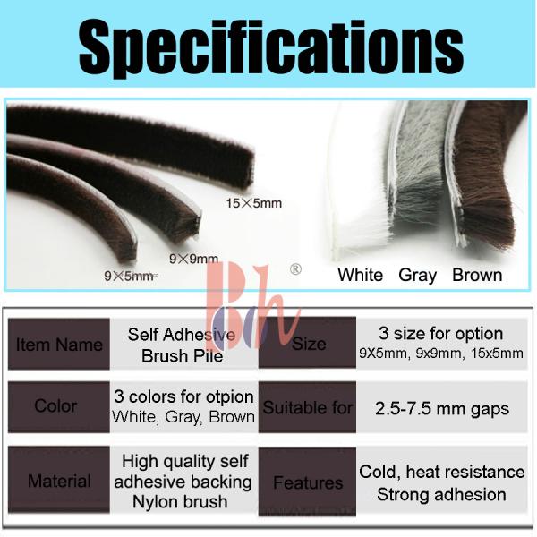 9*5mm OEM Self Adhesive Weather Stripping Wool Pile Window Weather Seal