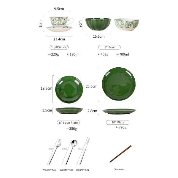 Kitchen Tabletop Under Glazed Technique Porcelain Tableware Set With Diatom Placemats