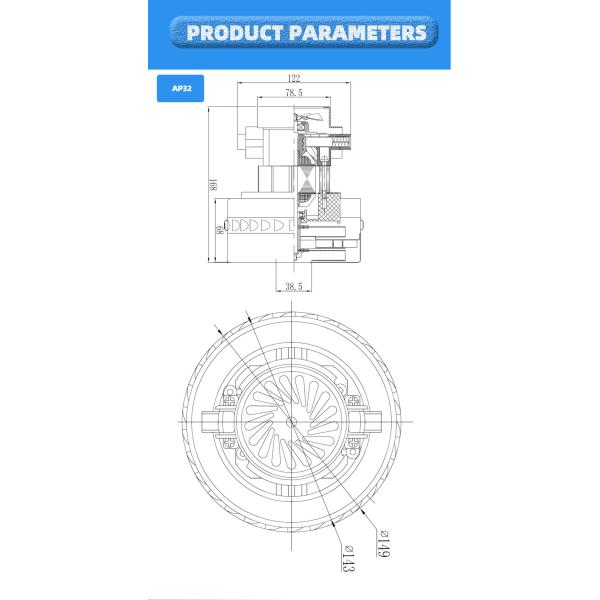 Faradyi Customization High Pressure Low Noise 110V 240V Ac Brushless Bldc Wet Dry Industrial Vacuum Cleaner Motor Floor Scrubber