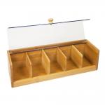 5 Compartment Pretty Bamboo Wooden Tea Bag Caddy Box Organizer and Storage with
