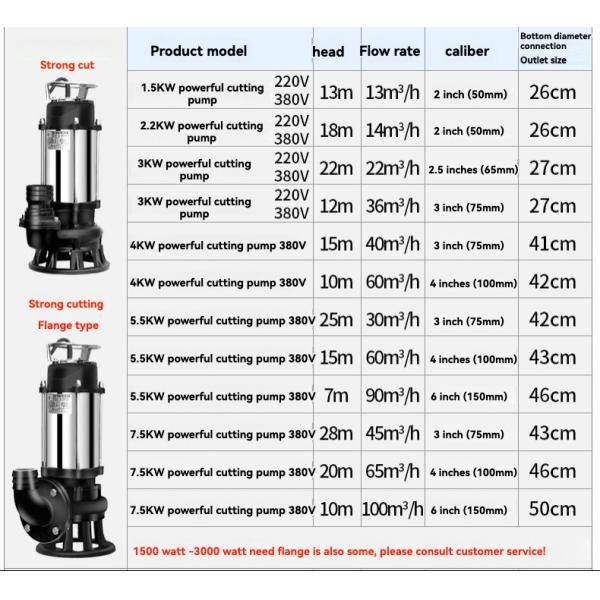 WQP Series High Lift High Flow Stainless Steel Submersible Sewage Pump Clean Water