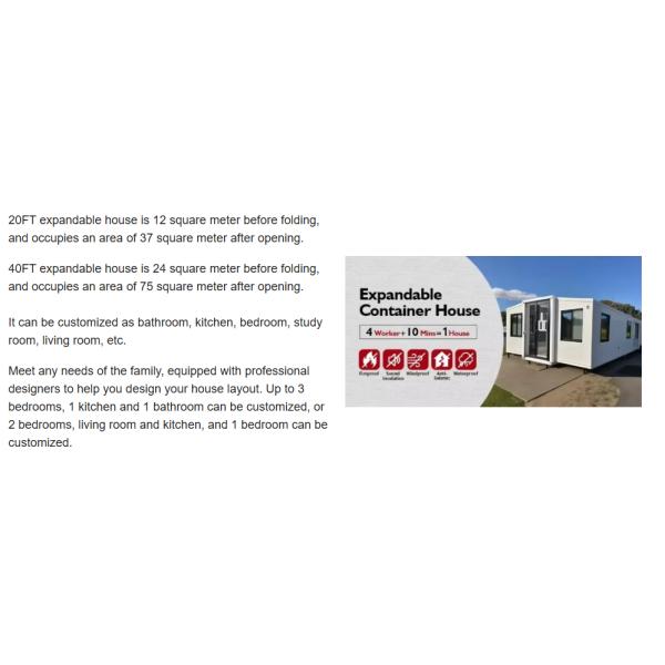 Expandable Container House 38m² Steel Structure Mobile Office Camp