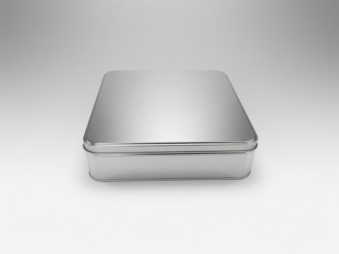 Customized Design Square Silver Metal Tin Box No Printing - Premium Gift Storage Package Snack Cookie Cake Biscuit Chocolate