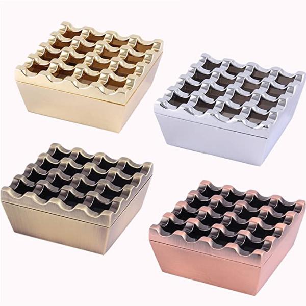 Small Unique Luxury 16 Grids Stainless Steel Square Cigarette Ashtray