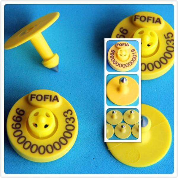 RFID Custom Printed Cattle Ear Tags Prevent Infectious Diseases , Yellow Color