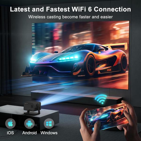 Android TV interface on projector screen
