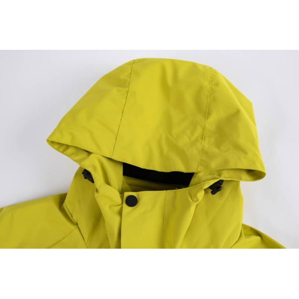 High-Visibility Lime Yellow Waterproof Windproof Hooded Jacket with Detachable Fleece Inner
