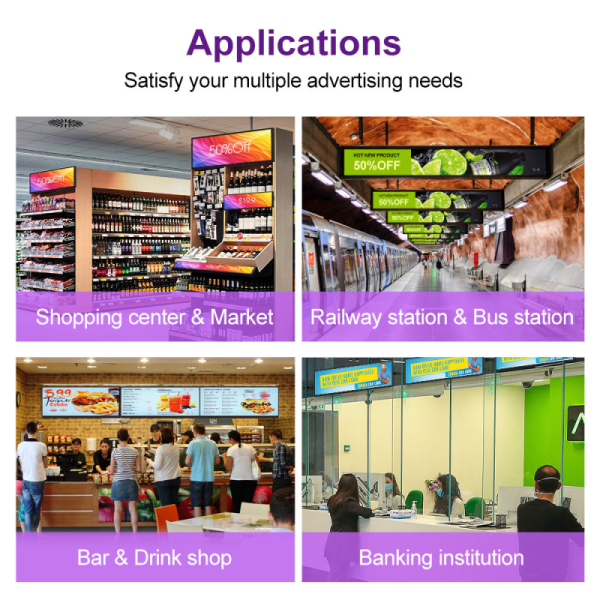 CH Stretched Bar LCD Display with IPS Panel Android Cloud-Based CMS & Touchscreen Support for Supermarket Shelf Edge