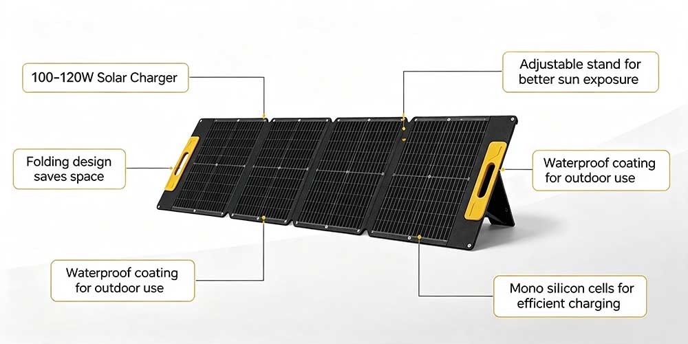 20W Portable Foldable Solar Charger Panel, High‑Efficiency Monocrystalline Solar Power for Van‑Life Camping