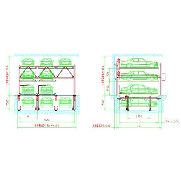 Sensor Hydraulic Pit Car Parking System 3 Floor Multi Level