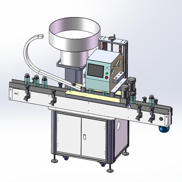 Four Wheel Automatic Glass Jar Capping Machine Glass and Plastic Bottle Capper Machine With Vibratory Feeder Elevator