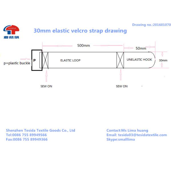 Black High Temp Adjustable Buckle Elastic Hook And Loop Strap With Clips