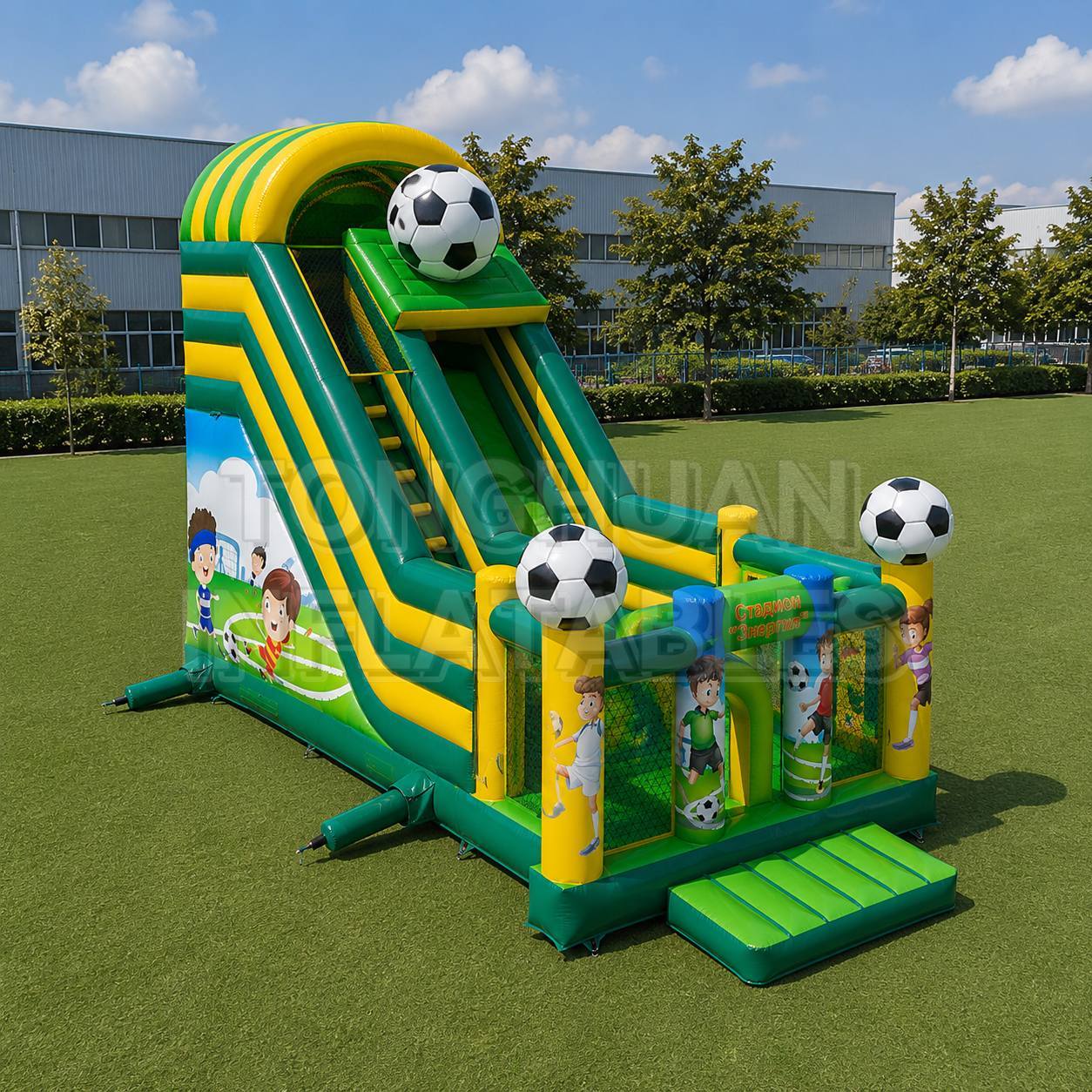 Custom Football Theme Inflatable Slide with Bounce House for Commercial Entertainment