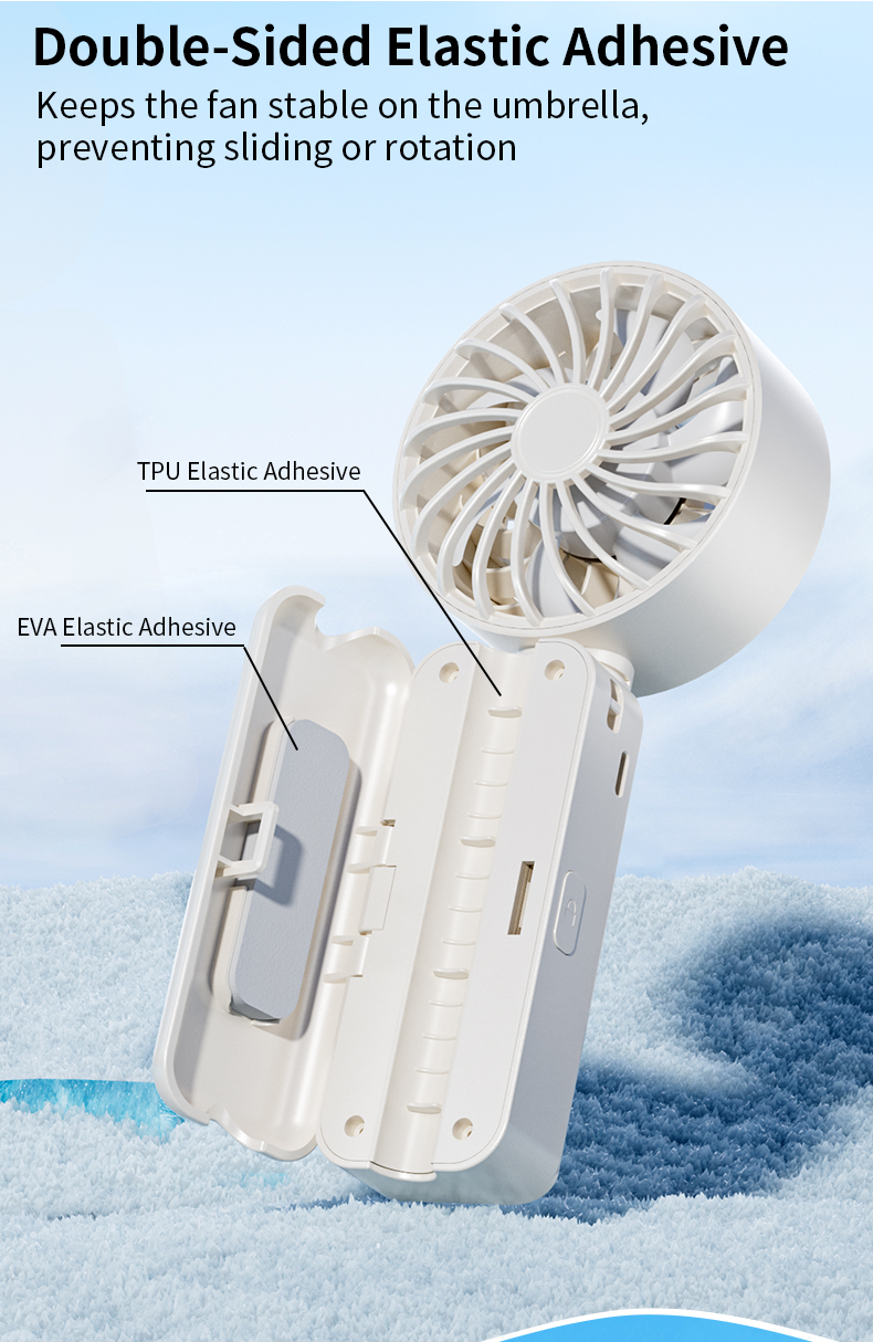 Wholesale Factory Direct Portable Fan Flexible Adjustable Angle Rechargeable Clip-on for Umbrella & Wearable Neck Design
