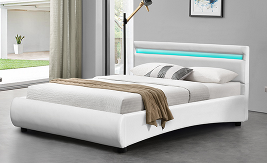 Elegant Led Upholstered Bed Frame Adjustable Color Variations