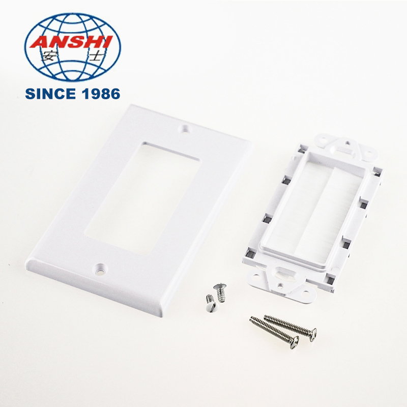 Brush Style Wall Plate For In-Wall Cable Management, American Style Cable Pass Through Wall Bracket For Wire Routing
