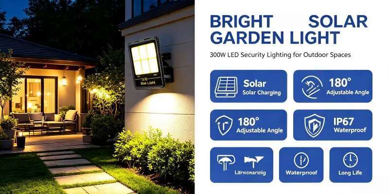 Close-up view of solar courtyard LED light features and construction