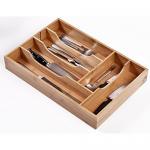 Stackable Bamboo Cutlery Tray Drawer Organizers With Absorb Less Liquid