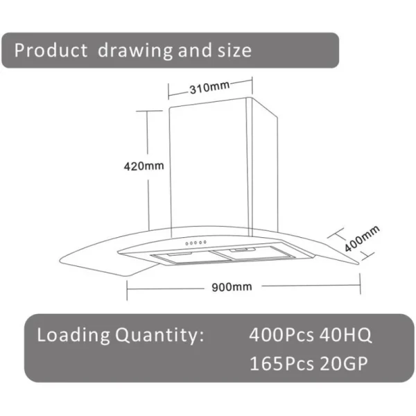 China Manufacturer Best Wall Mounted Kitchen Tempered Glass Range Hood Gh-9001