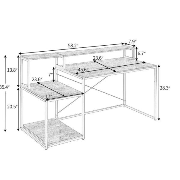 BSCI Extendable Industrial Study Office Computer Desk Pc Laptop With Storage
