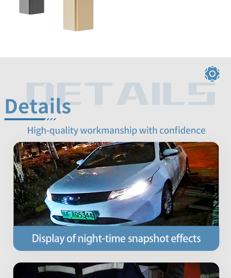 5MP License Plate Recognition Gate with Adjustable Camera 2-Line Display and QR RFID for Indoor Outdoor Access Control