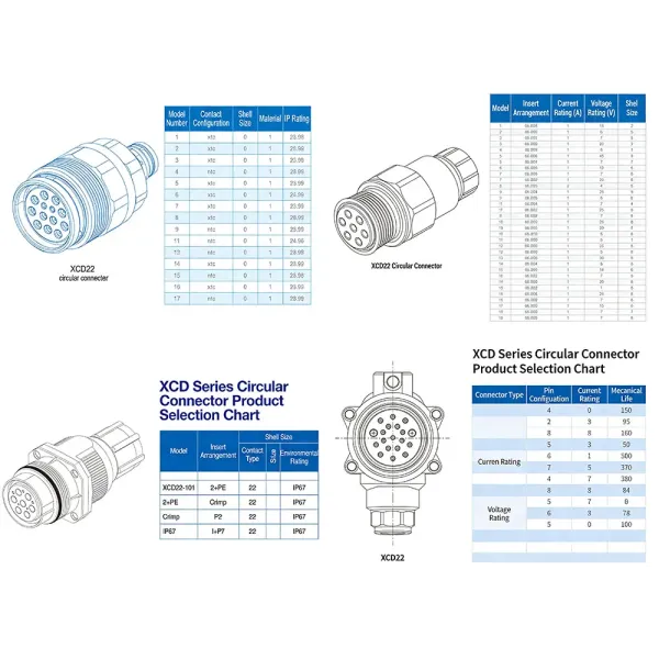 Xcd Series Circular Connector Xcd22t3K1p40 High Current 3-Core Socket Pin Aviation.