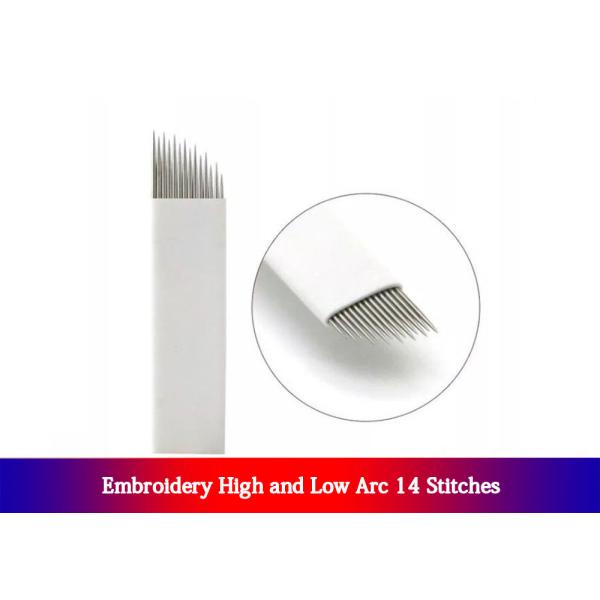Disposable Semi Permanent Makeup Eyebrow Tattoo Needle 14-pin High-low Arc Fog Eyebrow Needle Non-toxic ,Easy to Color