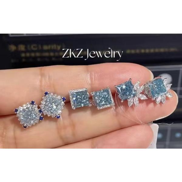 Princess Cut Diamond Earring Stud Lab Engineered Diamonds Diamond Studs Diamonds Jewelry