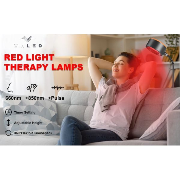 LED Infrared Light Therapy Lamp with Adjustable Stand and Remote Control for 660nm and 850nm Wavelength