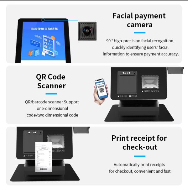 Wind 10 POS Terminal with 2D Barcode Scanner & Receipt Printer, All-in-One Touch Screen Retail POS System for Supermarket/Shop