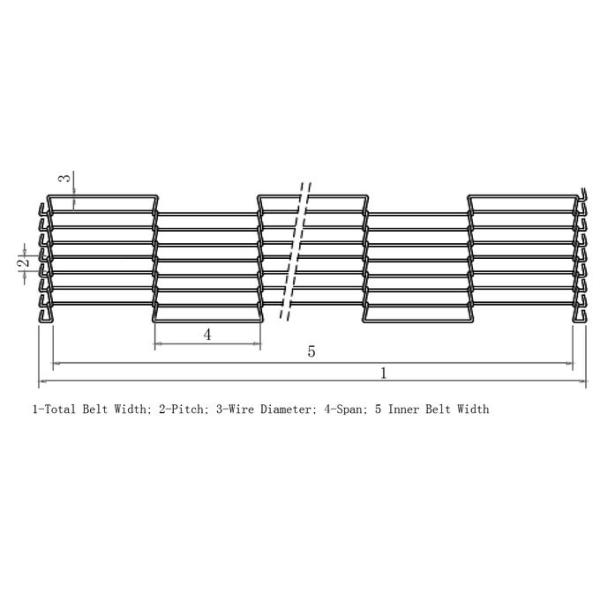 Single Loop 1mm To 3mm Wire Conveyor Belt For Food Processing Wire Ladder Belt