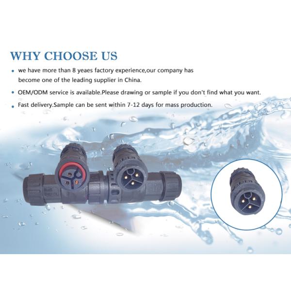 IP68 3Pins Waterproof Circular Connector Female Male PVC Rubber Nylon For LED Lighting