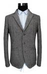 Grey Herringbone Mens Casual Blazer Jacket Fine Workmanship Woolen Warm Wear