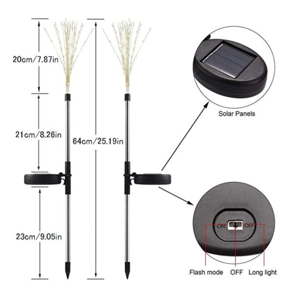 2 Modes Warm White 6W Decorative Solar Garden Lights Firework