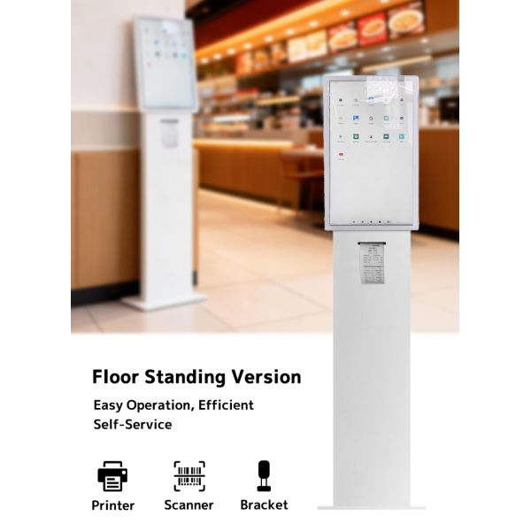21.5 Inch Self Ordering Restaurant Food Kiosk Barcode Reader 1920x1080 Resolution 32GB Storage Facial Recognition Multi-OS SDK
